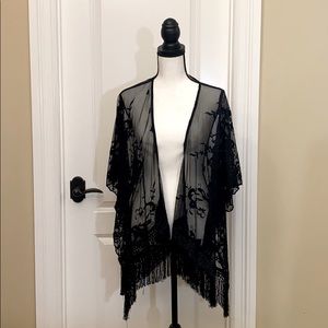 Black sheer kimono like new never worn.